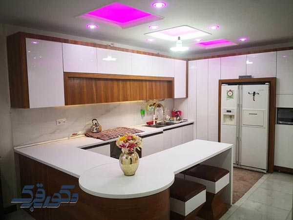 نمونه کار کابینت آشپزخانه مدرن دوپله