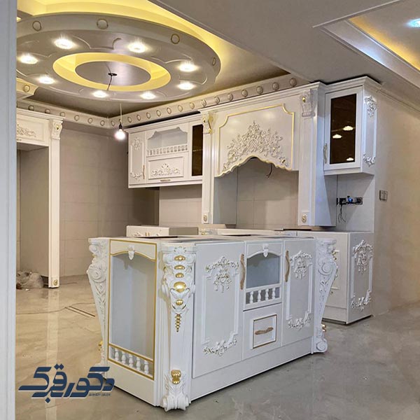 نمونه کار کابینت آشپزخانه کلاسیک با جزیره