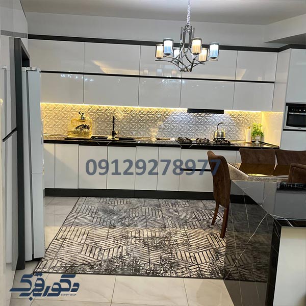 پروژه کابینت هایگلاس سبک مدرن دارای جزیره