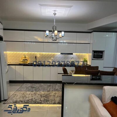 کابینت مدرن هایگلاس سفید و مشکی