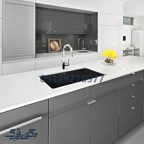 کابینت سفید طوسی مدرن