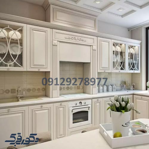 کابینت نئوکلاسیک سفید صدفی
