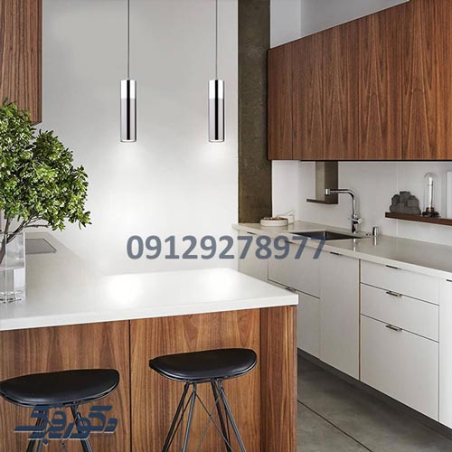 کابینت مدرن سفید و چوب