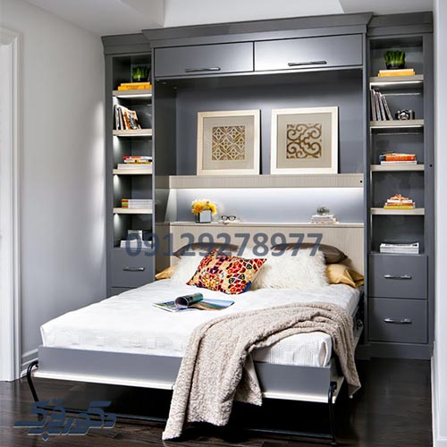 تخت دونفره کمجا چوب